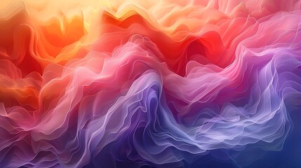 Obraz premium A 16:9 modern art mural of color gradient waves, smooth flowing waves of colors transitioning into each other.