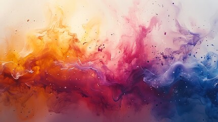 A 16:9 mural of abstract watercolor splash, large expressive splashes of watercolor in various hues.