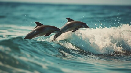 Obraz premium Dolphins are swimming in the ocean