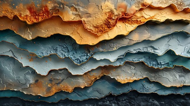 A mural of textured abstract art, layers of textures and colors creating a rich, tactile appearance, showcasing a modern art style.