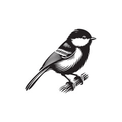 Titmouse Bird Vector - Titmouse Bird Silhouette - Minimalist Titmouse Bird Design.