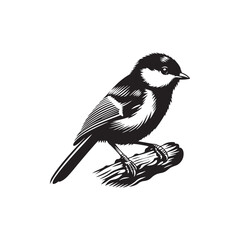 Titmouse Bird Vector - Titmouse Bird Silhouette - Minimalist Titmouse Bird Design.