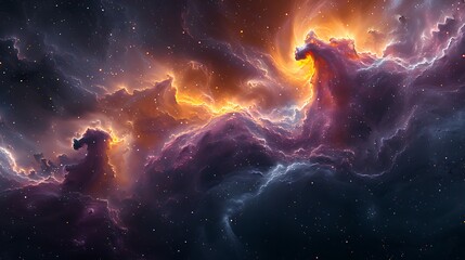 Fototapeta premium Abstract modern art mural, cosmic dreamscape with swirling galaxies and stars, 16:9 aspect ratio.