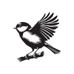 Titmouse Bird Vector - Titmouse Bird Silhouette - Minimalist Titmouse Bird Design.