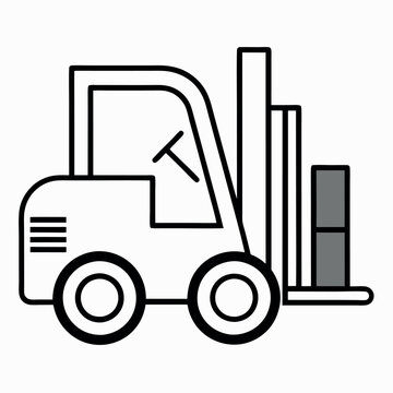 black and white forklift carrying cargo clip art preview