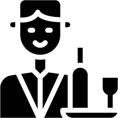 Vector Icon Waiter, Food Tray, Food Serving, Boy, Man