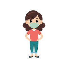 Attitude girl vector on mask with face