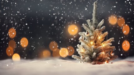 Christmas Tree in a Snowy Night
