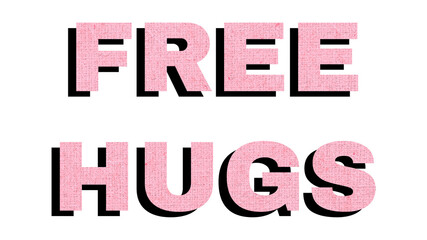 Free hugs word png typography