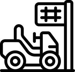 Obraz premium Line icon of an off road vehicle parking under a checkpoint sign, representing border control or restricted area