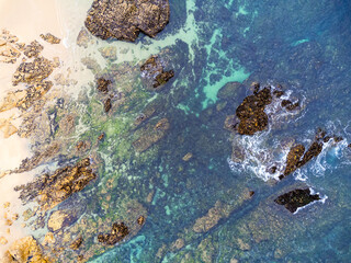 Aerial view landscape of ocean waves and fantastic Rocky coast