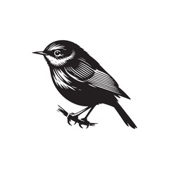 Warbler Bird Silhouette - Minimalist Warbler Bird Design - Bird Illustration.