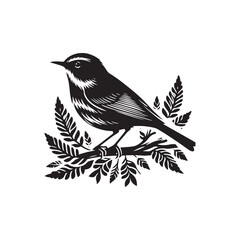 Warbler Bird Silhouette - Minimalist Warbler Bird Design - Bird Illustration.
