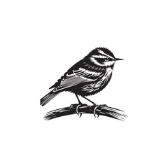 Warbler Bird Silhouette - Minimalist Warbler Bird Design - Bird Illustration.
