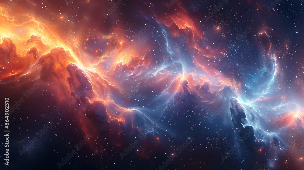 Wall mural Abstract mural with cosmic dreamscape, swirling galaxies and stars, modern art style, 16:9 ratio.