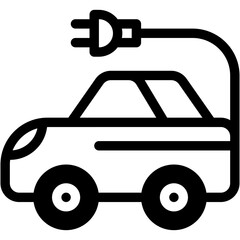 Vector Icon Electric Car, Energy, Plug, Ecology and Environment, Vehicle