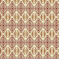 African Ikat paisley embroidery on brown background.geometric ethnic oriental seamless pattern traditional.Aztec style