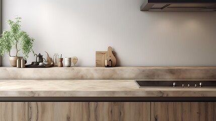 Beige kitchen interior