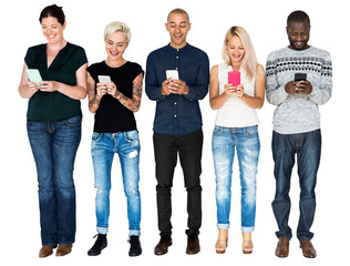 Obraz premium Social media manias png clipart, people texting