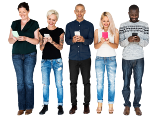 Social media manias png clipart, people texting
