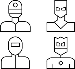 superhero mask cape icon set