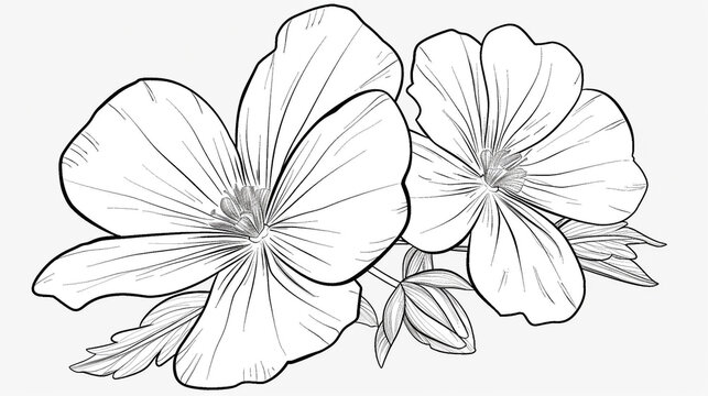 Cartoon primrose flower, outlined for coloring, on a white background.