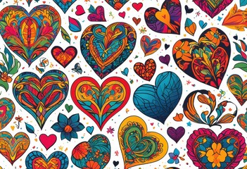 Naklejka premium colorful heart shaped temporary tattoos displayed table, rainbow, lgbtq, lgbt, pride, love, equality, vibrant, showcase, decoration, design, pattern