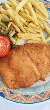 fried potatoes with escalopa as main course