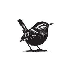 Obraz premium Wren Bird Vector Silhouette - Minimalist Wren Bird Design - Wren Bird Illustration.