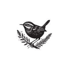 Wren Bird Vector Silhouette - Minimalist Wren Bird Design - Wren Bird Illustration.