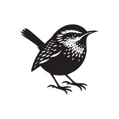 Wren Bird Vector Silhouette - Minimalist Wren Bird Design - Wren Bird Illustration.