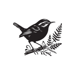 Obraz premium Wren Bird Vector Silhouette - Minimalist Wren Bird Design - Wren Bird Illustration.