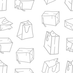 doodle shopping bag seamless pattern. Shopping Bag Doodle pattern background. Shopping Bag Pattern in Doodle Style. paper shopping bag pattern background. paper bag pattern background.