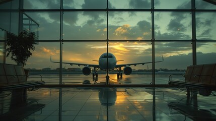 Commercial Airplane Docked at Airport Gate During Daytime