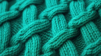 Close-up of Teal Knit Fabric