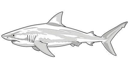 Obraz premium Cartoon shark, outlined for coloring.