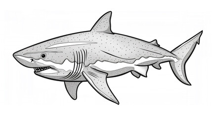 Obraz premium Cartoon shark, outlined for coloring.