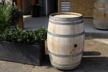 Large barrel for transporting liquids.