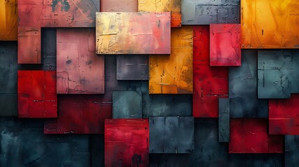 Modern art mural featuring bold color blocks, large blocks of contrasting colors arranged abstractly.