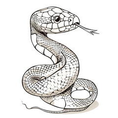 Cartoon snake, outlined for coloring, on a white background.
