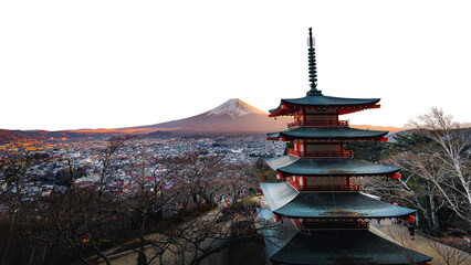 PNG Chureito pagoda in Tokyo, Japan travel border, transparent background