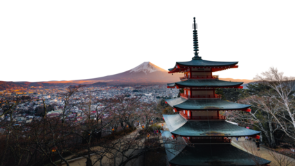 PNG Chureito pagoda in Tokyo, Japan travel border, transparent background