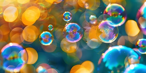 Vibrant soap bubbles reflecting rainbows on a white background. Concept Soap Bubble Photography, Rainbow Reflections, Vibrant Colors, Creative White Background Shot