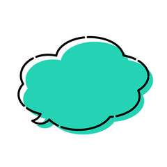 シンプルなふきだし もくもく 破線色ずれ 水色