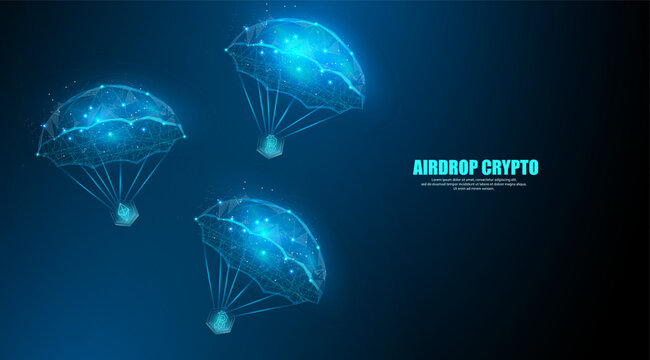 Abstract crypto airdrop coin for Bitcoin, Ethereum, and BNB. Digital money concept background