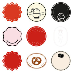 png food badge design element set with dessert icon