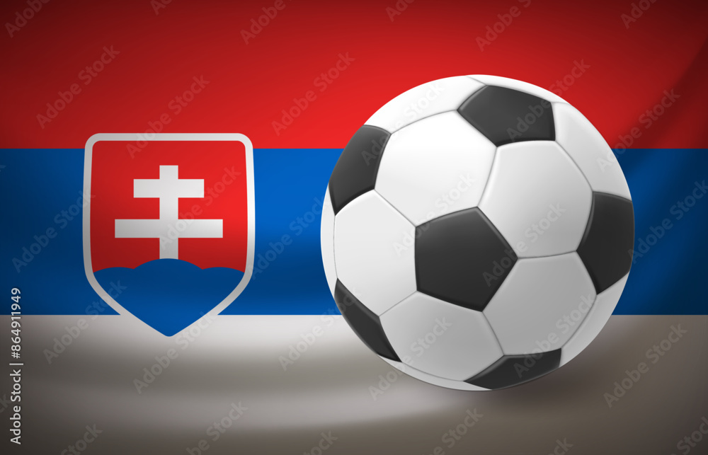 Wall mural flag of slovakia with soccer ball. national football team concept. 3d vector illustration