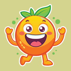 happy fun orange character sticker 