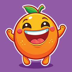 happy fun orange character sticker 