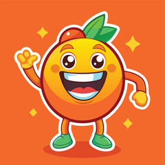 happy fun orange character sticker 